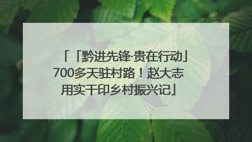 「黔进先锋·贵在行动」700多天驻村路！赵大志用实干印乡村振兴记