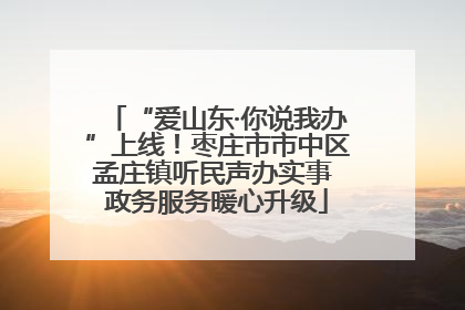 “爱山东·你说我办”上线！枣庄市市中区孟庄镇听民声办实事 政务服务暖心升级