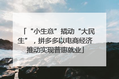 “小生意”撬动“大民生”，拼多多以电商经济推动实现普惠就业