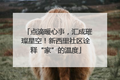 点滴暖心事，汇成璀璨星空！新西里社区诠释“家”的温度