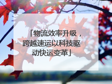 物流效率升级，跨越速运以科技驱动快运变革