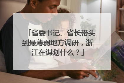 省委书记、省长带头到最薄弱地方调研，浙江在谋划什么？