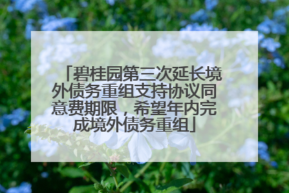 碧桂园第三次延长境外债务重组支持协议同意费期限，希望年内完成境外债务重组