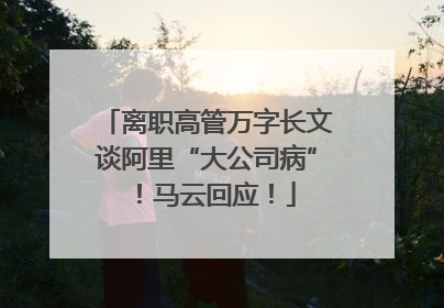 离职高管万字长文谈阿里“大公司病”！马云回应！