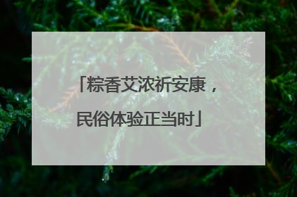 粽香艾浓祈安康，民俗体验正当时