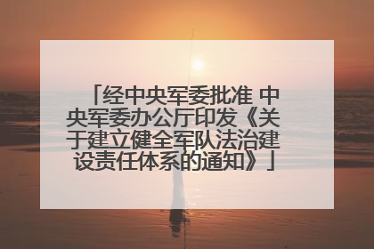 经中央军委批准 中央军委办公厅印发《关于建立健全军队法治建设责任体系的通知》