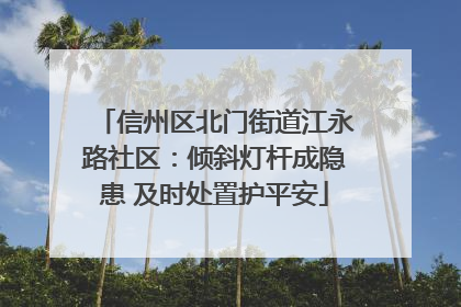 信州区北门街道江永路社区：倾斜灯杆成隐患 及时处置护平安