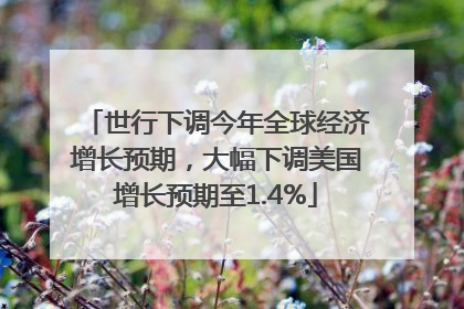 世行下调今年全球经济增长预期，大幅下调美国增长预期至1.4%
