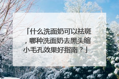 什么洗面奶可以祛斑，哪种洗面奶去黑头缩小毛孔效果好指南？