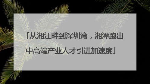 从湘江畔到深圳湾，湘潭跑出中高端产业人才引进加速度
