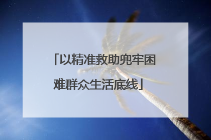以精准救助兜牢困难群众生活底线