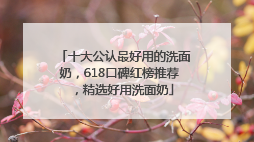 十大公认最好用的洗面奶，618口碑红榜推荐，精选好用洗面奶