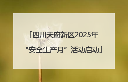 四川天府新区2025年“安全生产月”活动启动