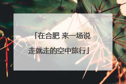 在合肥 来一场说走就走的空中旅行