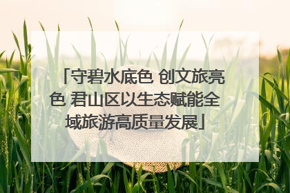 守碧水底色 创文旅亮色 君山区以生态赋能全域旅游高质量发展