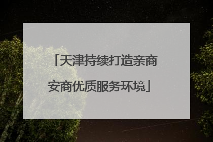 天津持续打造亲商安商优质服务环境