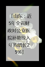 山东：近5年全省财政对公立医院补助投入年均增长25%