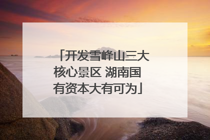开发雪峰山三大核心景区 湖南国有资本大有可为