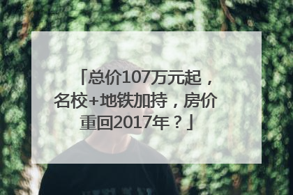 总价107万元起，名校+地铁加持，房价重回2017年？
