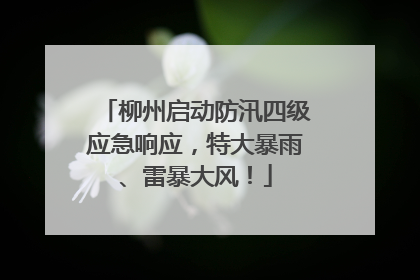 柳州启动防汛四级应急响应，特大暴雨、雷暴大风！