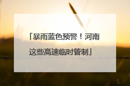 暴雨蓝色预警！河南这些高速临时管制