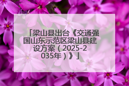 梁山县出台《交通强国山东示范区梁山县建设方案（2025-2035年）》