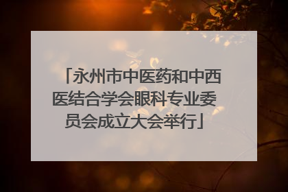 永州市中医药和中西医结合学会眼科专业委员会成立大会举行
