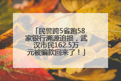 民警跨5省跑58家银行溯源追损，武汉市民162.5万元被骗款回来了！