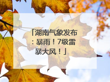 湖南气象发布：暴雨！7级雷暴大风！