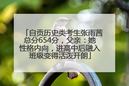 自贡历史类考生张雨茜总分654分，父亲：她性格内向，进高中后融入班级变得活泼开朗