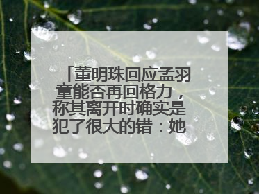 董明珠回应孟羽童能否再回格力，称其离开时确实是犯了很大的错：她对我来说是孩子