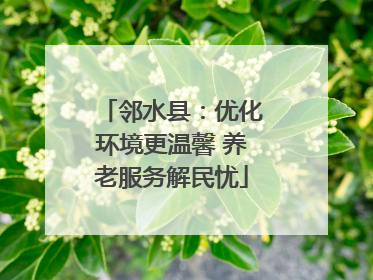 邻水县：优化环境更温馨 养老服务解民忧