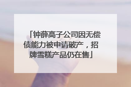 钟薛高子公司因无偿债能力被申请破产，招牌雪糕产品仍在售