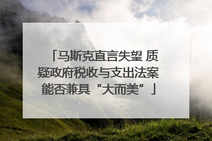 马斯克直言失望 质疑政府税收与支出法案能否兼具“大而美”