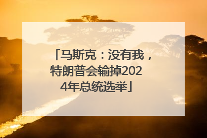 马斯克：没有我，特朗普会输掉2024年总统选举