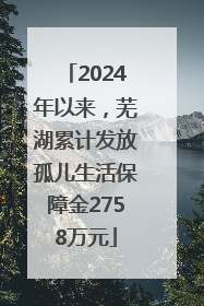 2024年以来，芜湖累计发放孤儿生活保障金2758万元