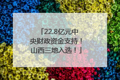 22.8亿元中央财政资金支持！山西三地入选！